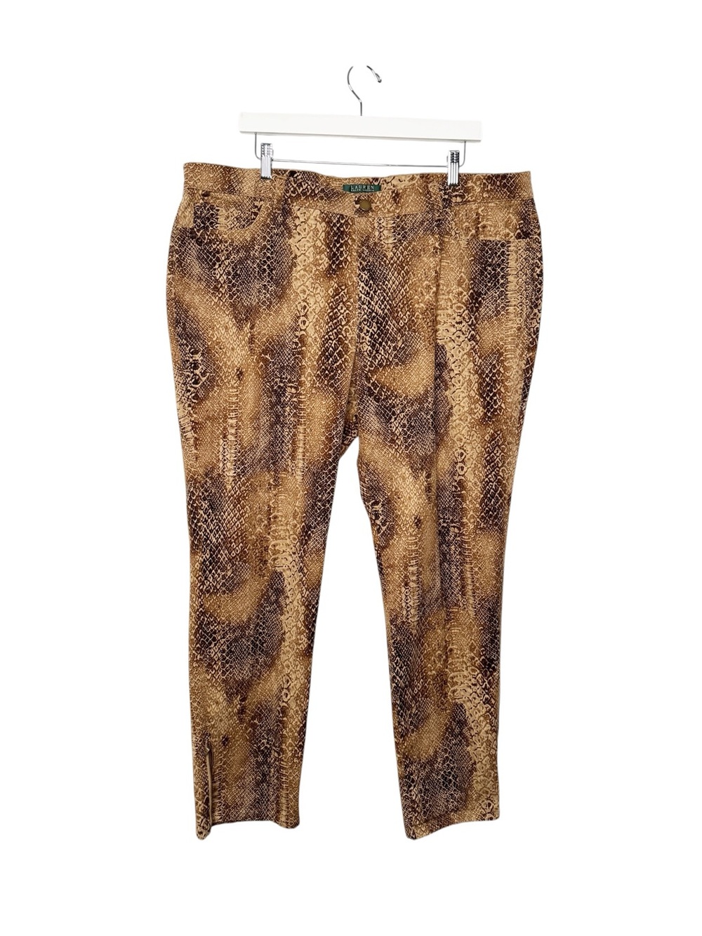 Lauren Ralph Lauren Tan Brown Snakeskin Print Pants Size 18W